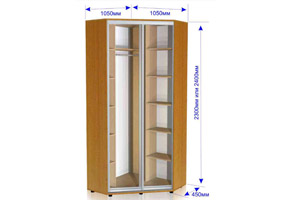 Угловой шкаф-купе 1050*1050